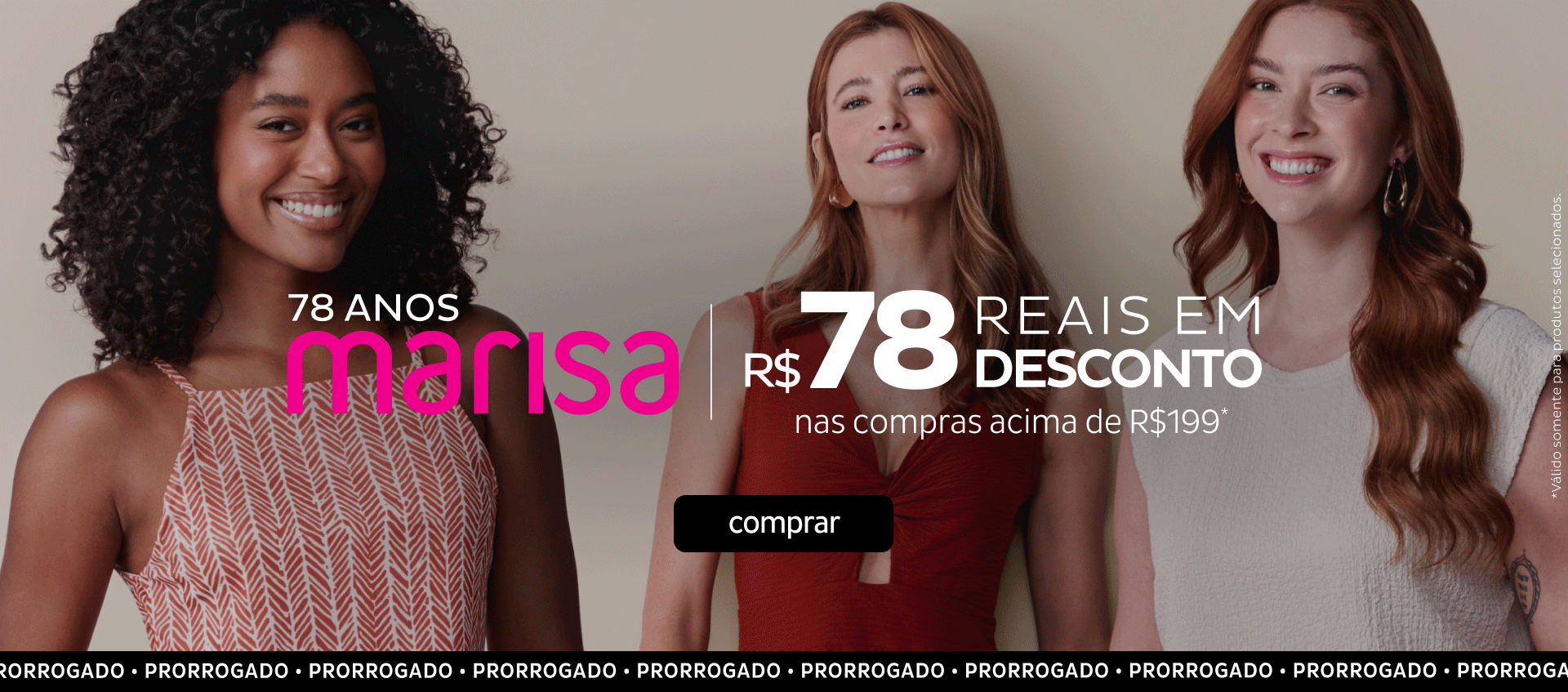 Aniversario Marisa 78 anos, R$78 reais em desconto acima de 199 Aniversario Marisa 78 anos, R$78 reais em desconto acima de 199